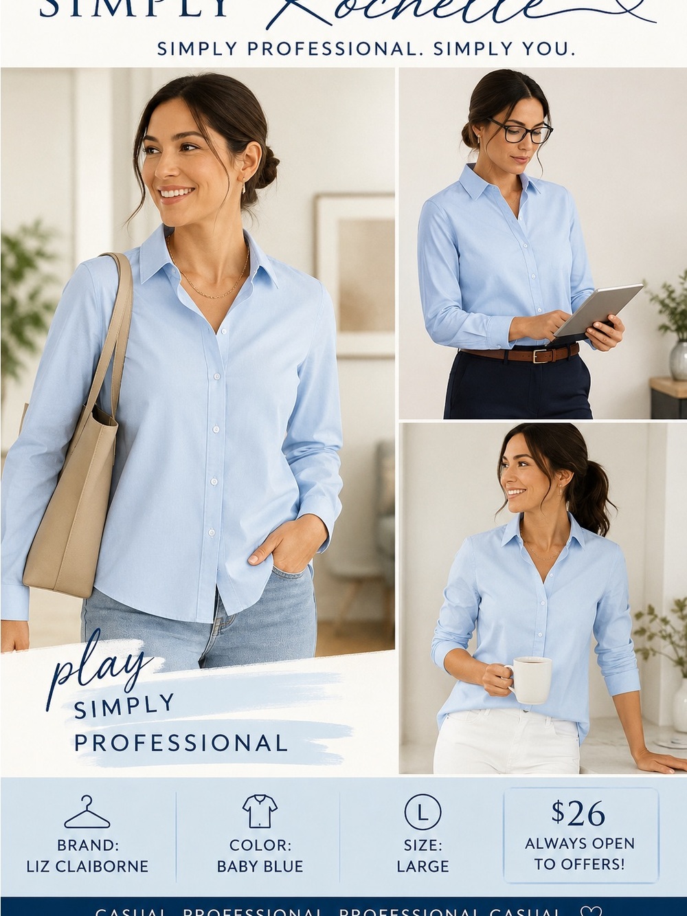 Liz Claiborne Light Blue Button-Down Shirt